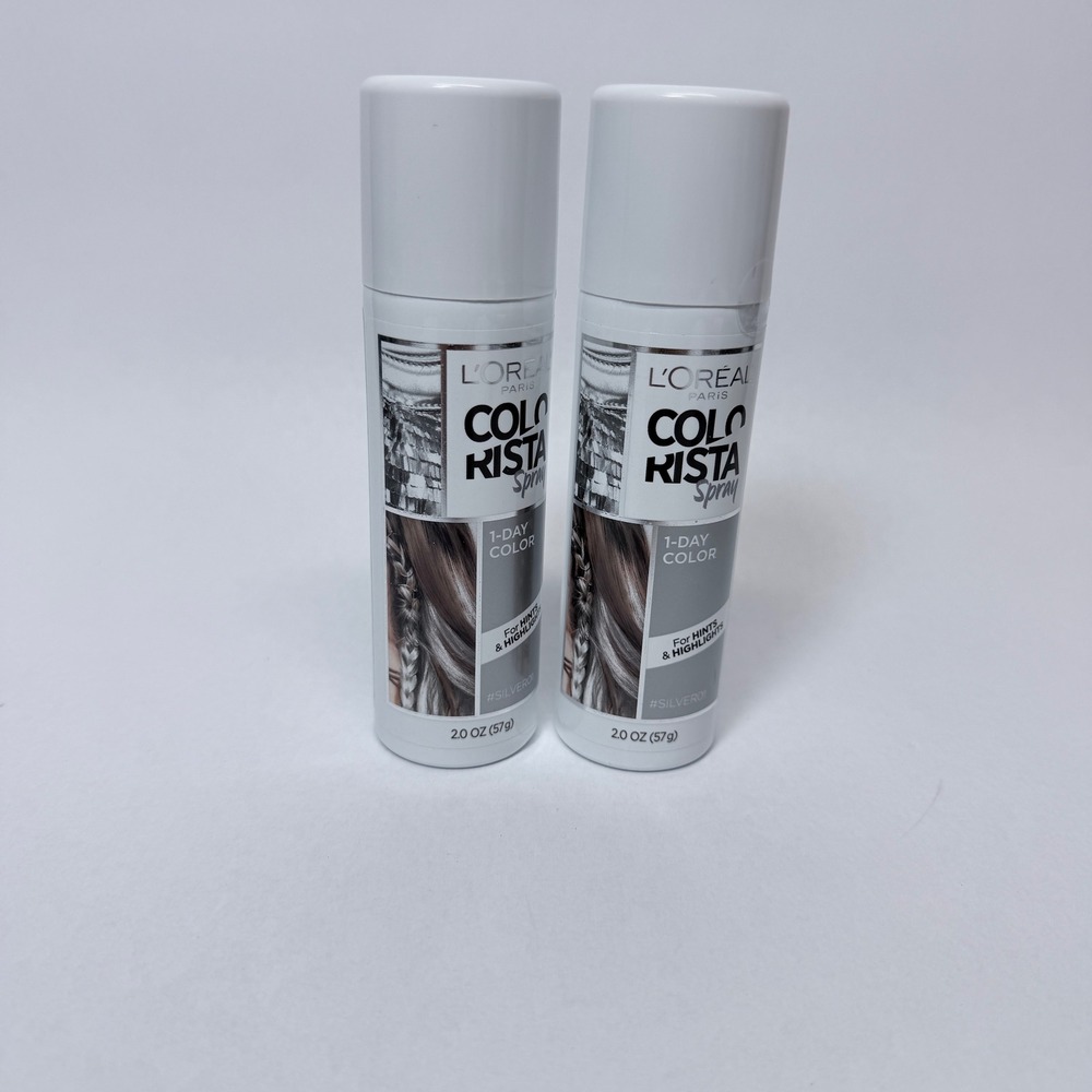L'Oreal Paris Colorista 1-Day Hair Color Spray Silver01 Metallic 2.0 oz Set of 2